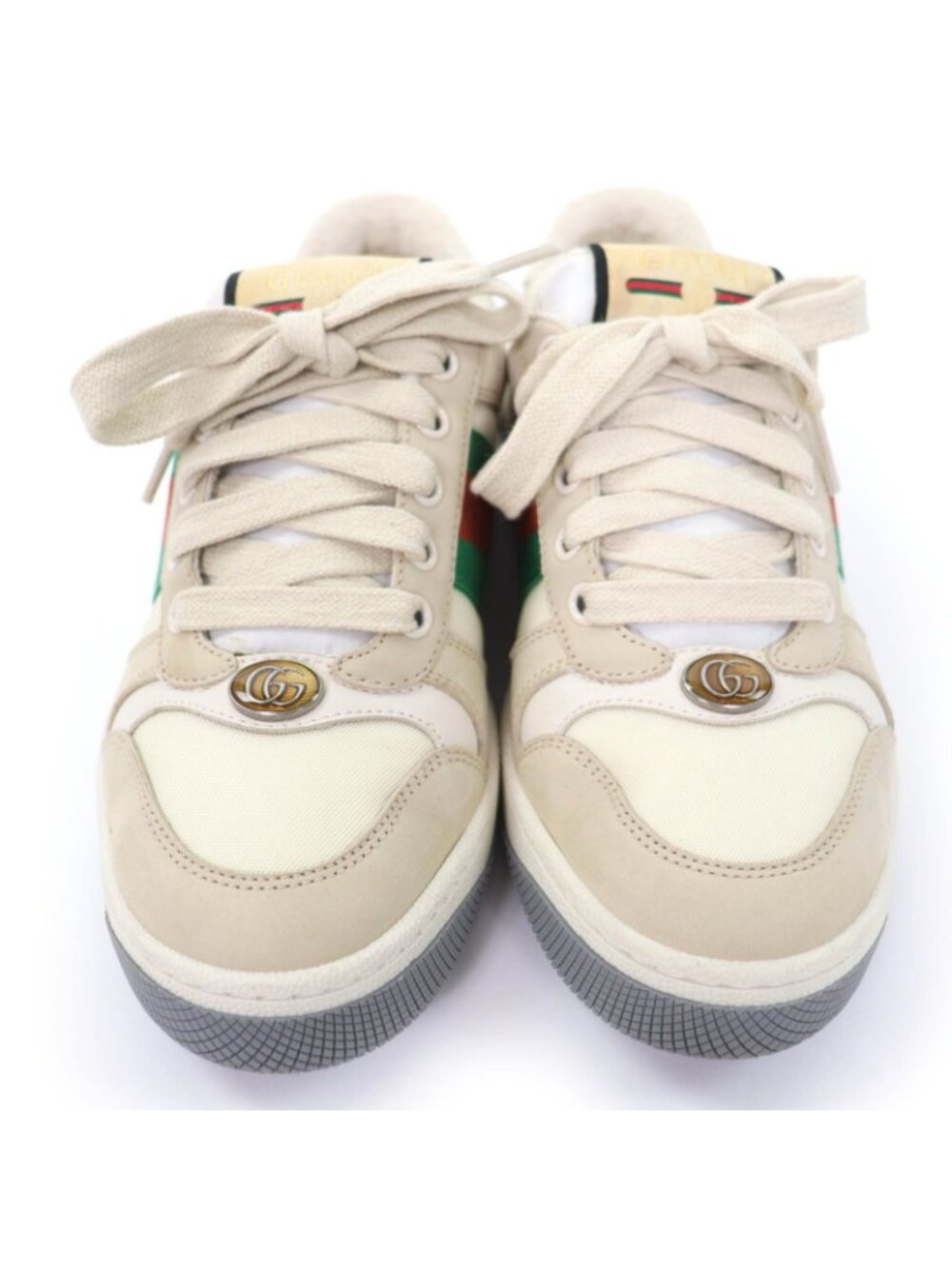 Gucci Leather Web Stripe GG Marmont Vintage Logo Low Cut Sneakers Beige - Picture 4 of 13